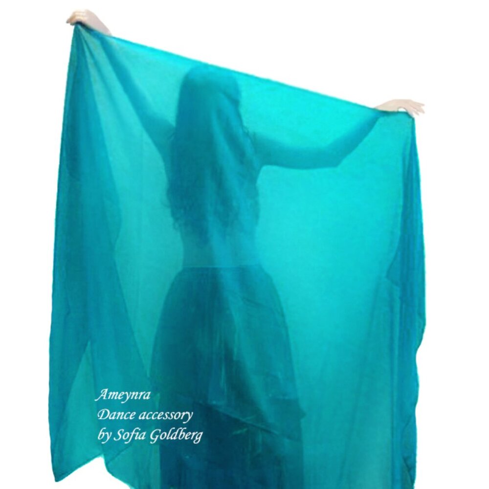 Belly dance veil 2.5 yards x 54 inches. Teal chiffon New